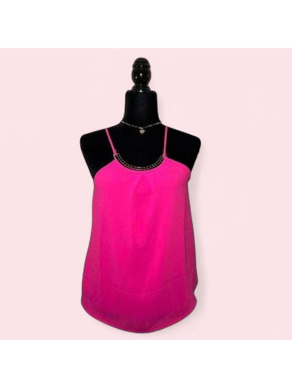 Bright Pink Y2K 2000s Kimcine Tank Top Size Small Barbiecore Coquette - Picture 2 of 6